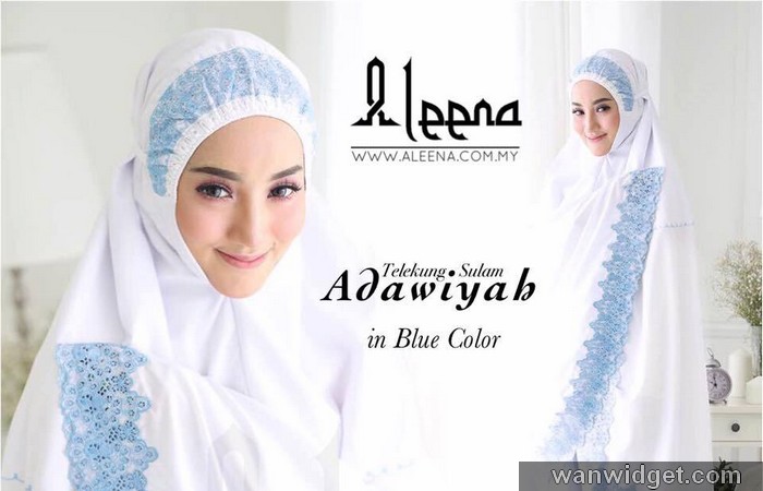 telekung sulam aleena adawiyah berwarna biru