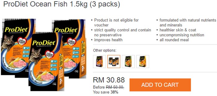Beli makanan kucing berkualiti bagus jenama ProDiet di internet Lazada Malaysia