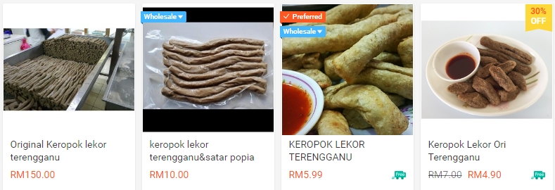 keropok lekor terengganu juga ada banyak dijual online di Shopee
