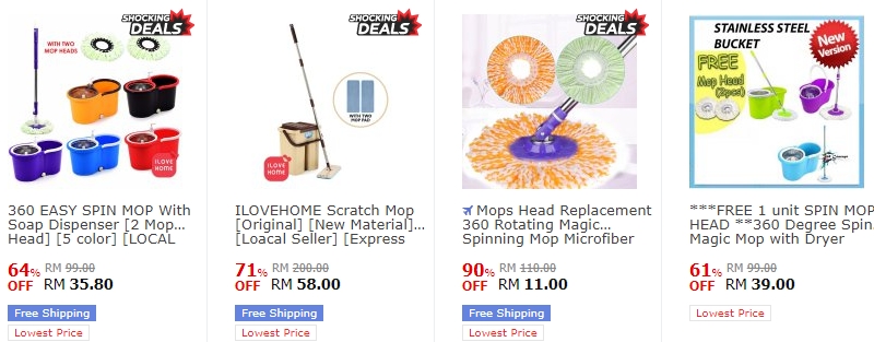 Promosi mop lantai yang murah di website 11Street Malaysia