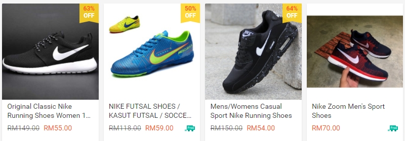 Dapatkan kasut sukan pelbagai jenama dan juga murah di Shopee Malaysia