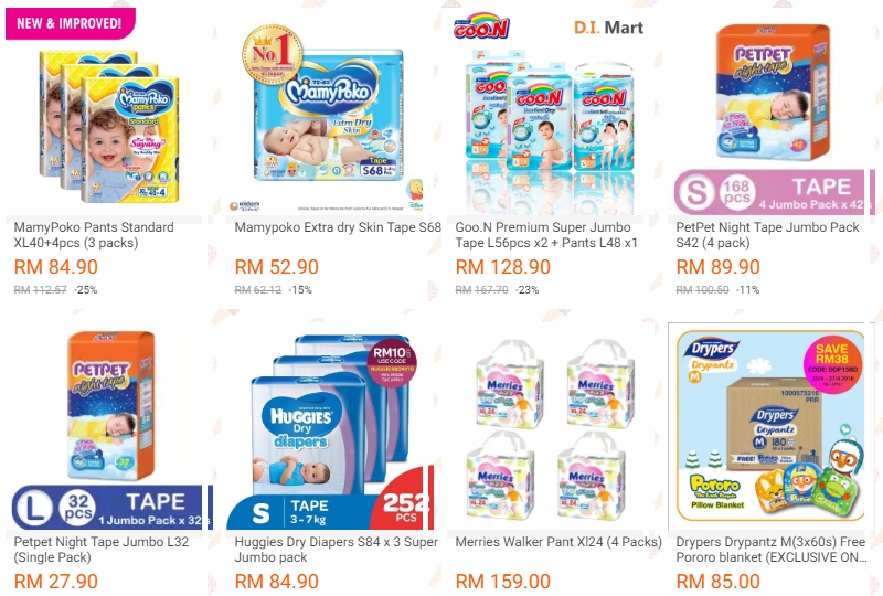 Promosi pampers lampin pakai buang yang murah jika anda beli secara bundle banyak di Lazada Malaysia