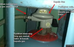 Sambungan pemasangan antara kepala gas dengan tong gas memasak