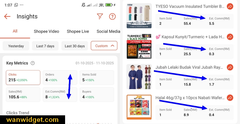 Ketahui jenis produk yang dibeli melalui link affiliate video Shopee anda