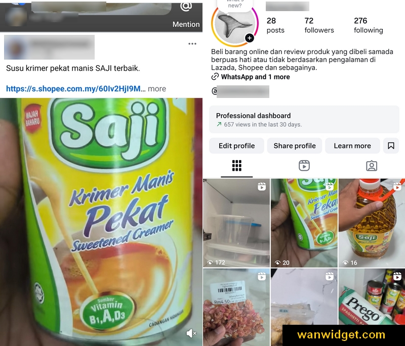 Share link affiliate di media sosial Facebook dan juga Instagram
