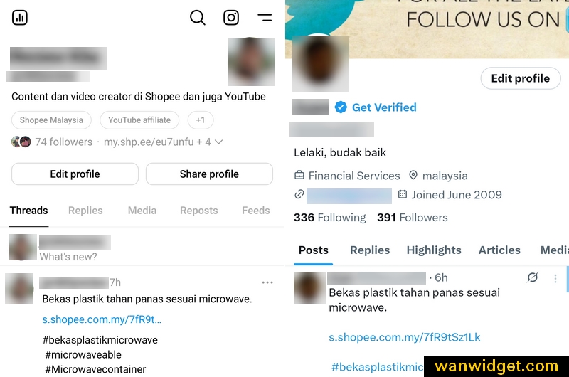 Share link affiliate di media sosial Threads dan juga X Twitter