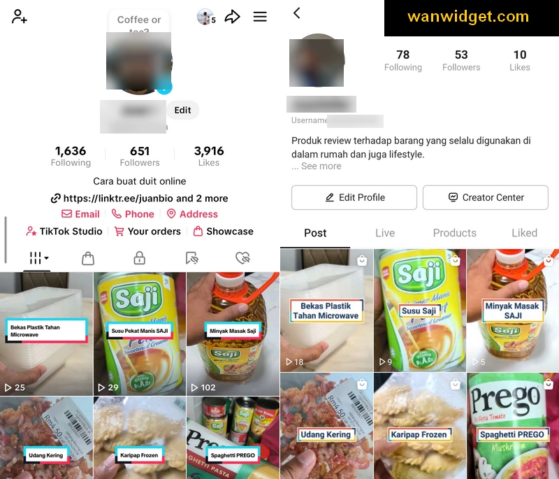 Upload video affiliate di media sosial Tiktok dan juga Shopee